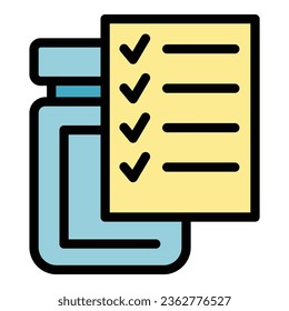 Approved meal icon outline vector. Natural cooking. Spiritual body color flat