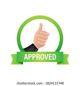 Approved medal. Round stamp for approved and tested product, software and services. Vector stock illustration.
