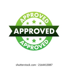 Approved medal. Round stamp for approved and tested product, software and services. Vector stock illustration