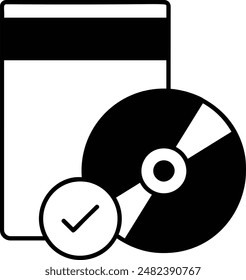 Approved Media Package Concept, Digital Copy in Disc with sleeve Vector Icon Design, Software and web development symbol, Computer Programming and Coding stock illustration
