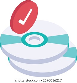 Approved Media Package isometric Concept, Digital Copy in Disc with sleeve Vector Icon Design, Software and web development symbol, Computer Programming and Coding stock illustration
