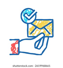 approved message doodle icon sketch vector. approved message sign. isolated symbol illustration