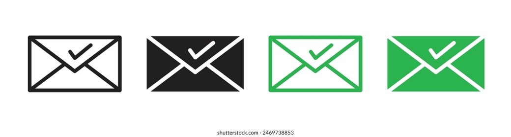 Approved message icon line art vector