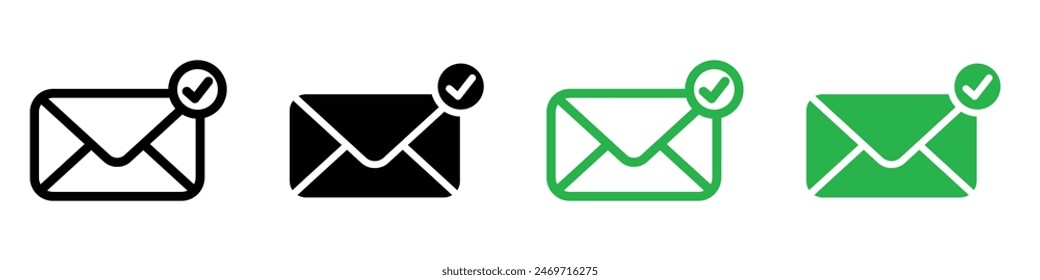 Approved message icon logo set vector