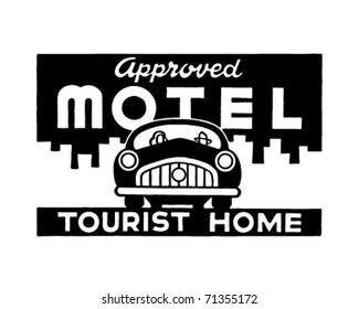 Approved Motel - Tourist Home - Retro Ad Art Banner