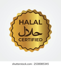 approved muslim food Halal sign  with green label