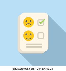 Approved negative survey icon flat vector. User online rank. Happy range report