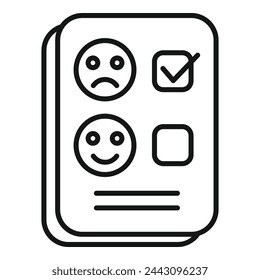 Approved negative survey icon outline vector. User online rank. Happy range report