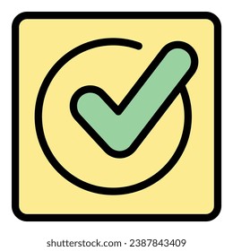 Approved norm icon outline vector. App test. Page survey color flat