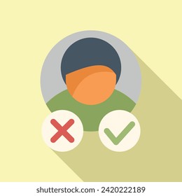 Approved or not candidate icon flat vector. Job career. Business care