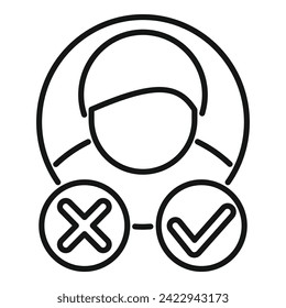 Approved or not candidate icon outline vector. Job career. Business care