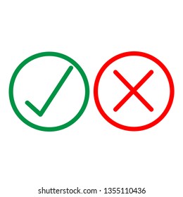 Approved And Not Approved Icon , Circle Vector On White Background / Illustration