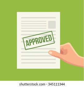 Approved paper document. Vector flat illustration