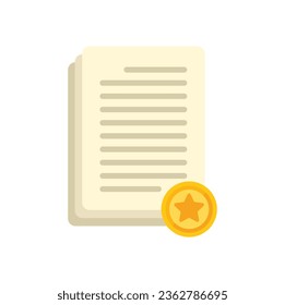 Vector plano de icono de papel aprobado. Confianza laboral. Inspección de capacidad aislada