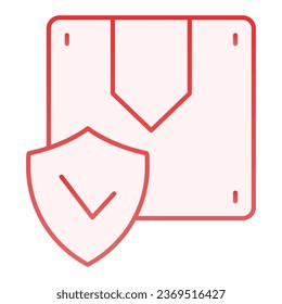 Approved parcel flat icon. Box and check red icons in trendy flat style. Cargo safety gradient style design, designed for web and app. Eps 10