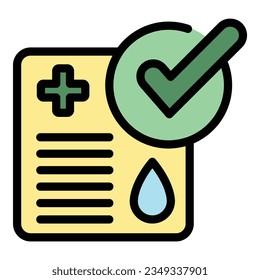 Approved passport icon outline vector. Covid vaccine. Pass travel color flat