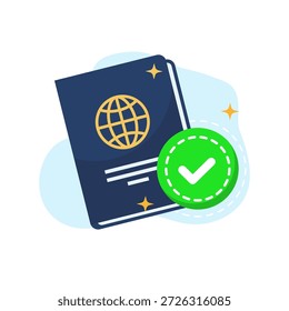 Approved passport verification confirmation concept illustration flat design vector empty state ui element