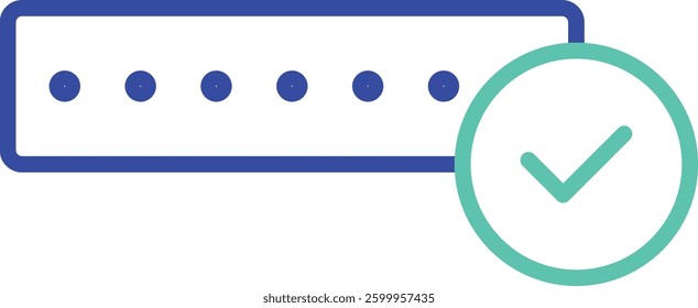 Approved password outline dual color vector illustration icon design
