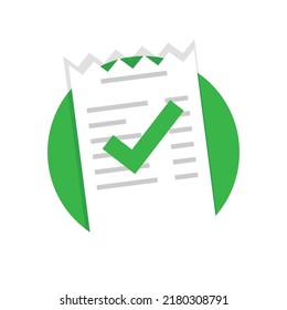 Approved payment icon in flat style. Paper receipt bill invoice vector illustration on isolated background. Verified notice sign business concept.