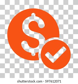 Approved Payment icon. Vector illustration style is flat iconic symbol, orange color, transparent background. Designed for web and software interfaces.