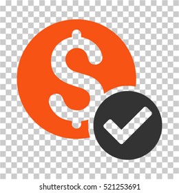 Approved Payment icon. Vector pictograph style is a flat symbol, color, chess transparent background. Designed for software and web interface toolbars and menus.
