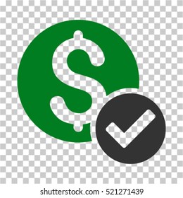 Approved Payment icon. Vector pictograph style is a flat symbol, color, chess transparent background. Designed for software and web interface toolbars and menus.