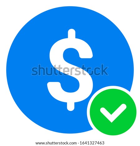 Approved Payment icon. Vector pictograph style is a flat symbol, color, chess transparent background. Designed for software and web interface toolbars and menus.