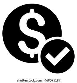Approved Payment icon. Vector style is flat iconic symbol with rounded angles, black color, white background.