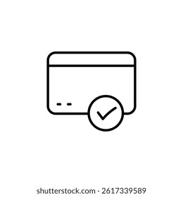 Approved Payment Method Linear Icon, Secured Transaction Complete Symbol