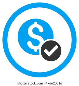 Approved Payment rounded icon. Vector illustration style is flat iconic bicolor symbol, blue and gray colors, white background.