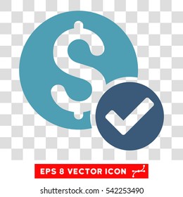 Approved Payment vector icon. Image style is a flat cyan and blue pictogram symbol.