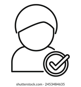 Vector de esquema de icono de registro de persona aprobada. Número de datos del formulario. Banco digital de negocios