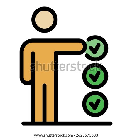 Approved personal trait icon. Outline approved personal trait vector icon color flat isolated