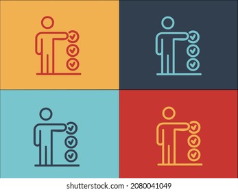 Plantilla de logotipo de características personales aprobada, icono plano simple de icono, trabajo, empresa