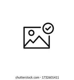 gebildetes Bildsymbol Symbol für bearbeitbare Zeile Produkt-Foto-Symbol einer Landschaft und Kontrollsymbol - Vektor