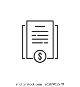 approved profitable contract icon or price list. simple outline trend modern stock fund search logotype graphic art design isolated on white. concept of easy pay bill sign or bank service pictogram
