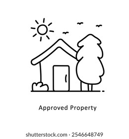 Approved Property Vector Outline icon style illustration. EPS 10 file
