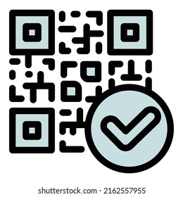 Approved qr code icon outline vector. Barcode payment. Scanner app