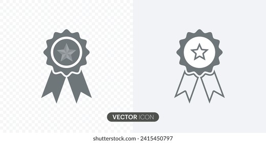 Approved or Qualification Certificate badge icon.Quality certify in filled, Approval check symbol collection.Certificate, champion, and recommended badge icon isolated on gray and transparent 