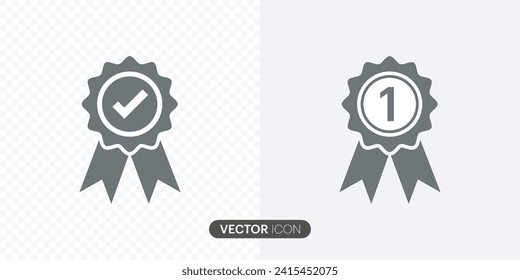 Approved or Qualification Certificate badge icon.Quality certify in filled,Approval check symbol collection.Certificate, champion, and recommended badge icon isolated on gray and transparent 