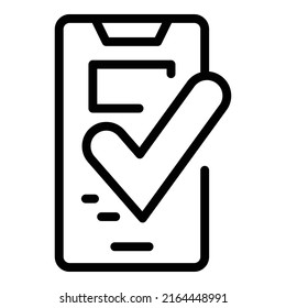 Vector de contorno de icono de juego aprobado. Afiche del examen. Preguntar