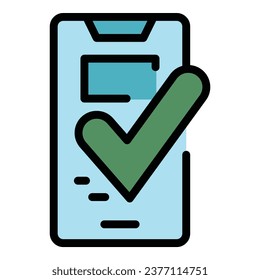 Approved quiz icon outline vector. Exam poster. Ask test color flat