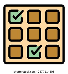 Approved quiz icon outline vector. Word education. Time checklist color flat