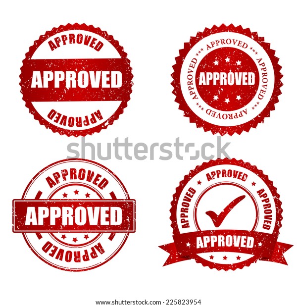 Approved Red Grunge Rubber Stamp Collection Stock Vector (royalty Free 