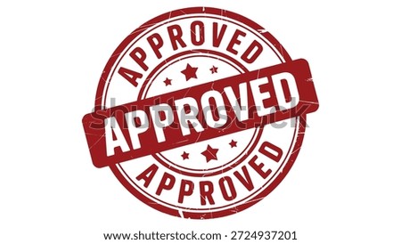 approved red rubber stamp badge with distressed texture isolated on white background, verification approval certification and quality control concept