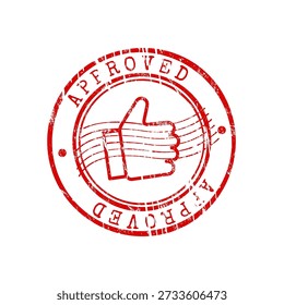 approved red rubber stamp with thumbs up and grunge effect	