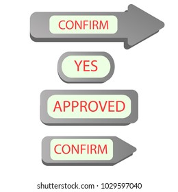 Approved and rejected button set on a white background. The concept of web element.