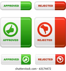 Approved and rejected button set. Vector collection.