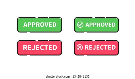 Approved and rejected buttons. Vector illustration. on white background