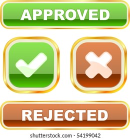 Approved and rejected buttons. Vector set.